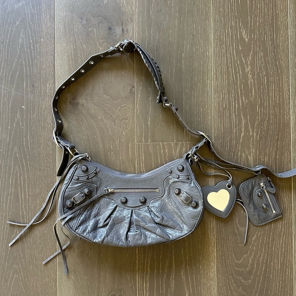 BALENCIAGA SMALL LE CAGOLE SHOULDER BAG IN GREY WITH AGED SILVER HARDWARE - Picture 1 of 16